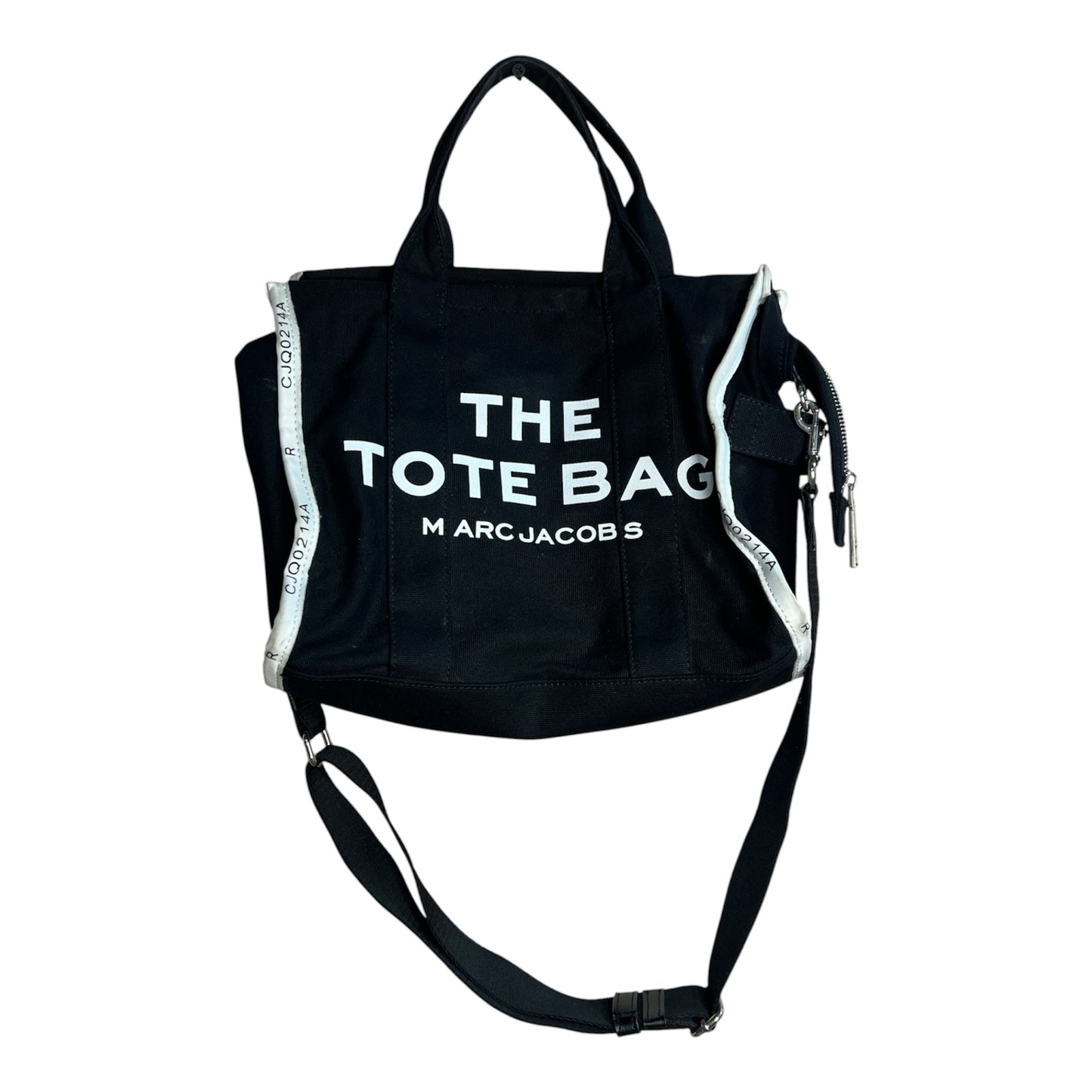 Bolso tote La Pichilemina de lona negra con letras blancas y correa ajustable para llevar al hombro o cruzado