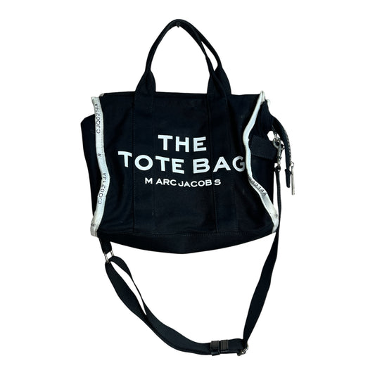Bolso tote La Pichilemina de lona negra con letras blancas y correa ajustable para llevar al hombro o cruzado